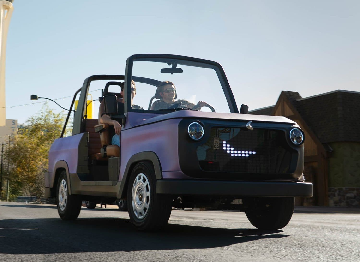 A Chip Motors electric vehicle on a Las Vegas street